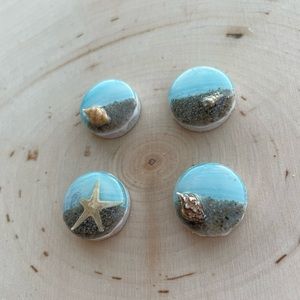 Nautical Beach Magnets SET OF 4 - Fridge Magnets - Ceramic Magnets
